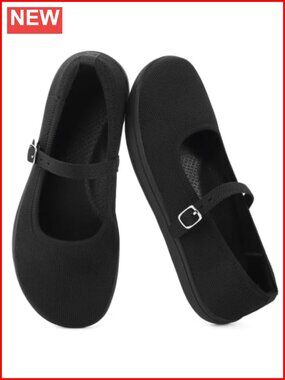 Womens Wide Toe Box Barefoot Mary Jane Flats Arch Support Machine Washable